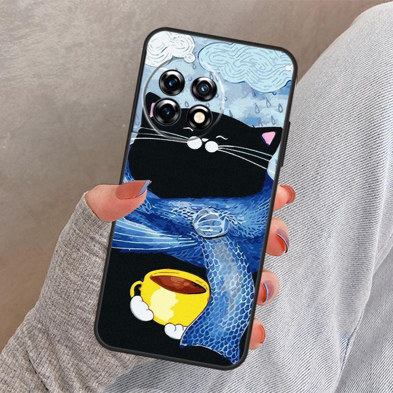 Cute Animal Cat Coffee Cover For OnePlus Nord 4 CE 2 3 Lite N30 N20 N10 OnePlus 13 12 11 10 Pro 8T 10T 12R 13R Case