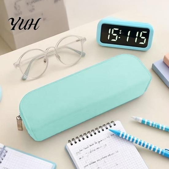 School Supplies Storage Bag Silicone Pencil Case Soft Touch with Zipper Portable Student Stationery Large Capacity Pen Pouch for Teens Primary