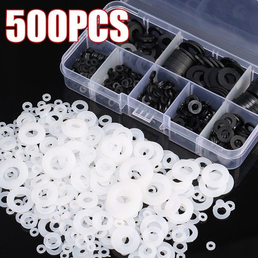 500Pcs Flat Nylon Washer 8 Sizes Insulation Gasket Ring Durable Plane Spacer