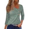 Women's T Shirt Tee Print Button 3/4 Sleeve Daily Weekend Fashion Basic Regular Top