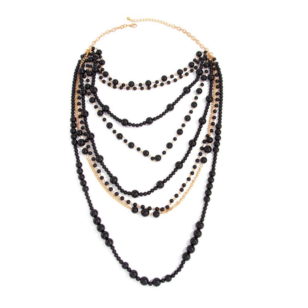 Baroque Pearl Sweater Chain Exaggerated Women's Clavicle Chain Multilayer Pearl Necklace  Banquet