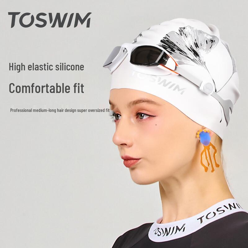 Силиконовая шапочка для плавания TOSWIM с принтом