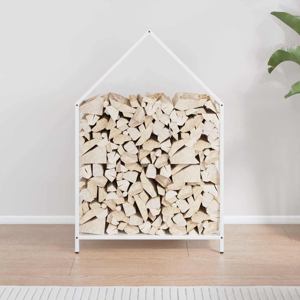 Firewood Rack White 60x25x90 cm Cold Rolled Steel
