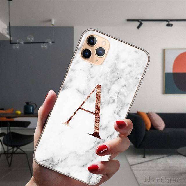 Для Iphone 14 Plus 13 12 Pro Max 11 14promax Прозрачный чехол Модный мраморный чехол от A до Z Мягкий силиконовый чехол с английскими буквами