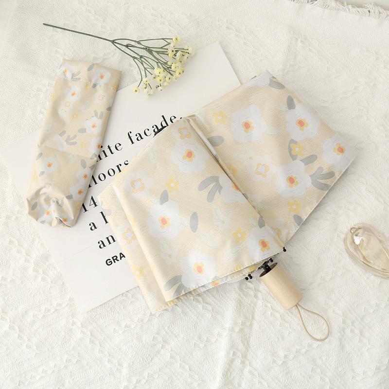 210T Camellia In The Rain Fully Automatic Umbrella Ins Sunscreen and UV Protection Umbrella for Both Sunny and Rainy Days