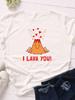 Извержения вулканов I Lava You Print Женская футболка с коротким рукавом и круглым вырезом Свободная женская футболка Женская футболка Топы Camisetas Mujer