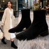 Small Square Head Velvet Thin Boots Autumn and Winter New Low-heeled Short Boots Suede Ankle Boots Rear Zipper Warm Fashion Boots