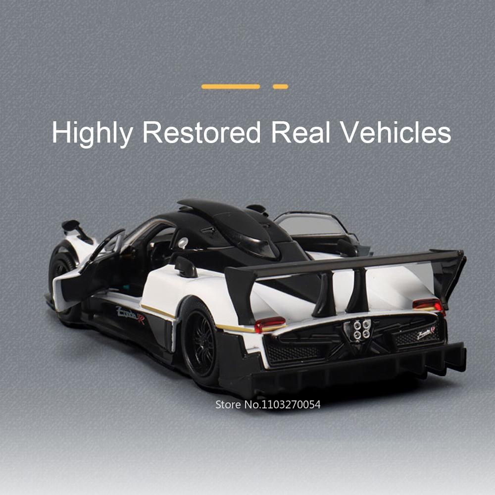 ABAF1 1/32 Pagani Zonda R Diecast Models Huayra Dinastia Alloy Toys Miniature Car Sound Light Pull Back Doors Openned Cars Child Gifts