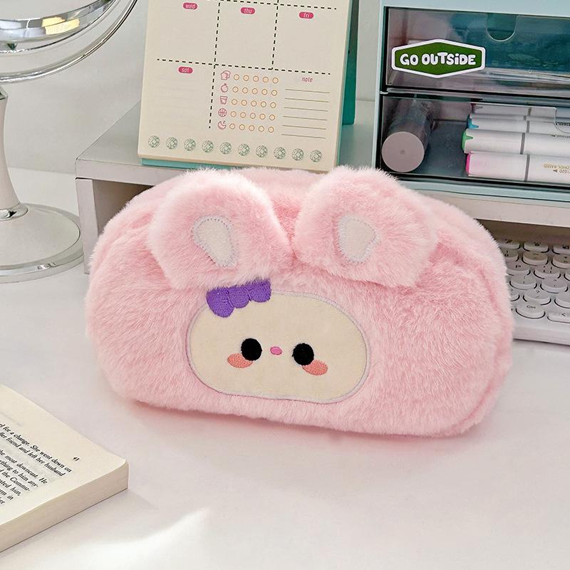 Kawaii мультфильм милый кот плюшевый чехол пенал на молнии пушистый большой емкости сумка для ручек школьные канцелярские принадлежности сумка для хранения