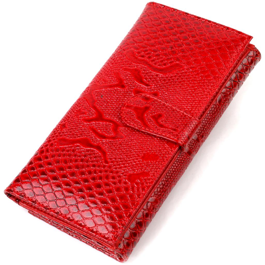Snake Embossed Lacquered Women's Wallet CANPELLINI 21850 Red