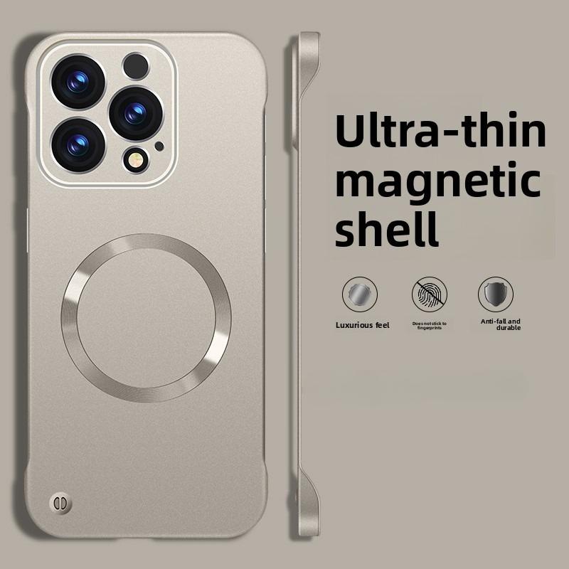 Безрамочный магнитный чехол для телефона для iPhone 17 Air 16 15 14 13 12 Pro Max Plus Для Magsafe Однотонный Жесткий ПК Задняя крышка