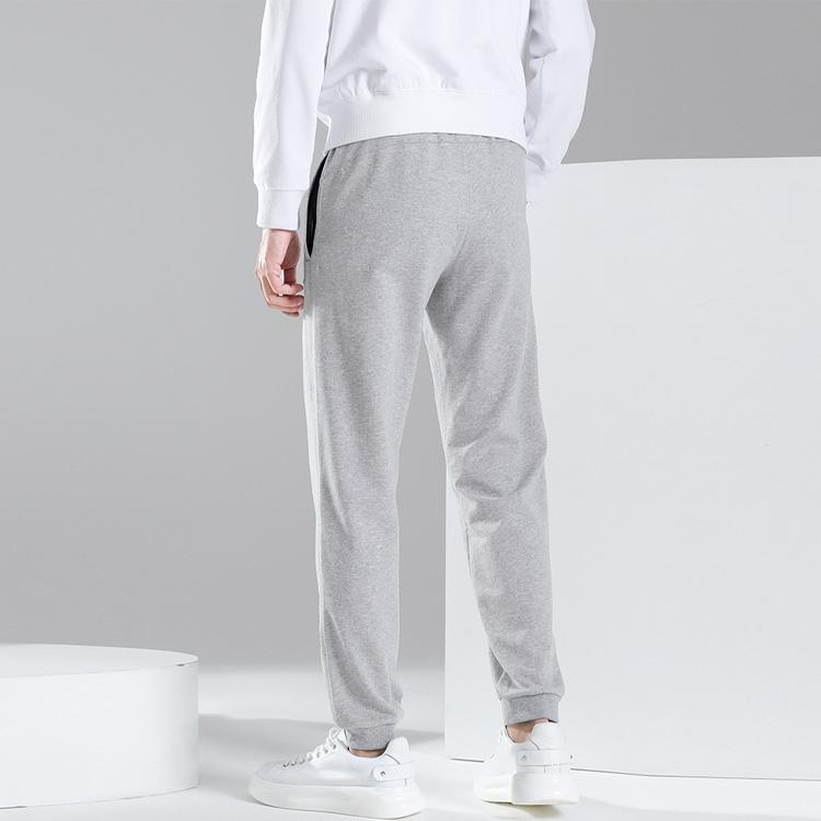 Li Ning Однотонные Спортивные Брюки Обычного Кроя с Карманами на Молнии, Зауженные, Длинные, Трикотажные, Мужские, Серые AKLSG29-2