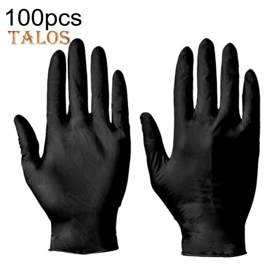 100Pcs Black Nitrile Disposable Gloves Medical Exam Latex Powder-Free Food Safe Textured Fingertips Anti-Slip Design Thick Gloves for Beauty Tattoo