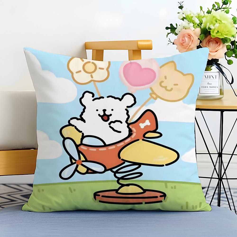 LLine Friends Puppy Cushion Cover Washable Linen Pillowcase Soft for Sofa Bed Cozy Home Room Decor