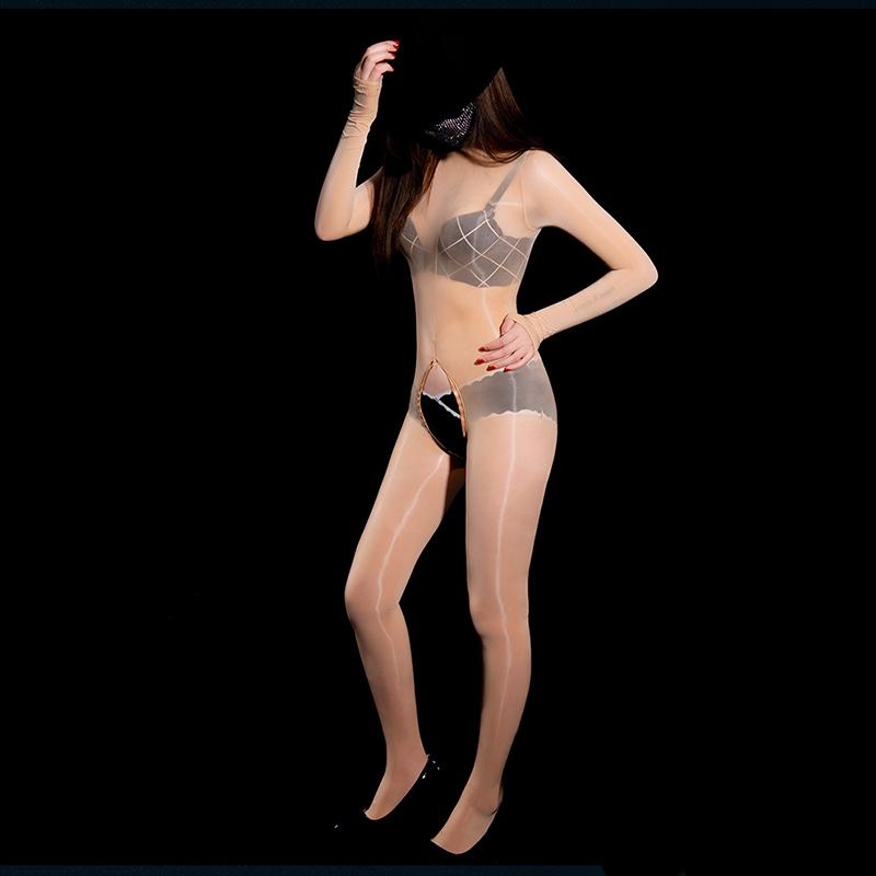 Сексуальный тонкий комбинезон с молнией и открытой промежностью, прозрачные маслянистые глянцевые боди, женские эластичные эротические чулки, колготки на все тело, нижнее белье
