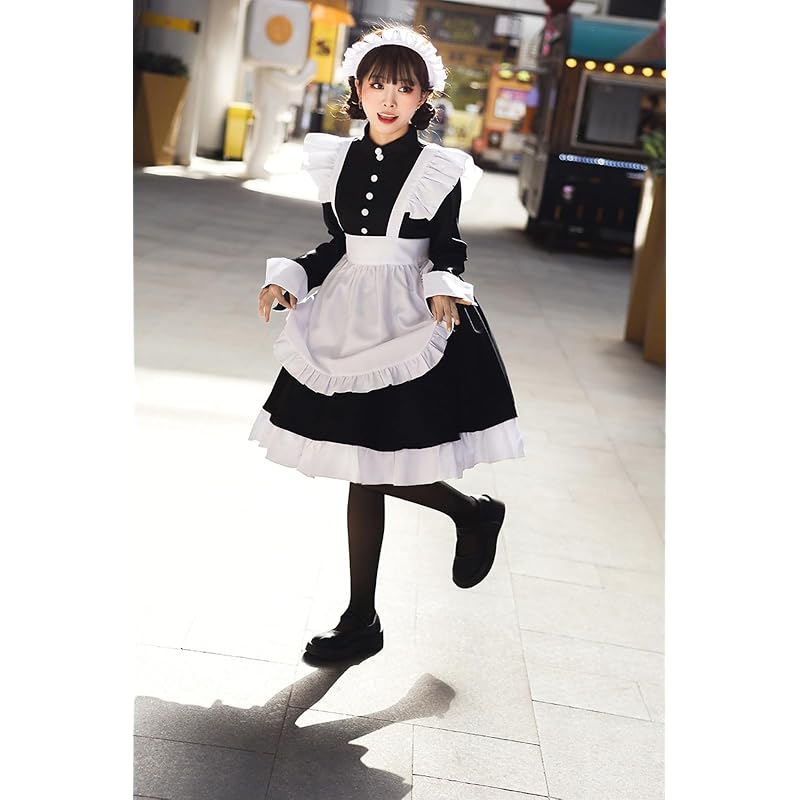 [Nestkanina] горничная одежда костюм горничной кафе косплей милый маскировка костюм цельный лолита лолита длинный рукав униформа культурный фестиваль школа