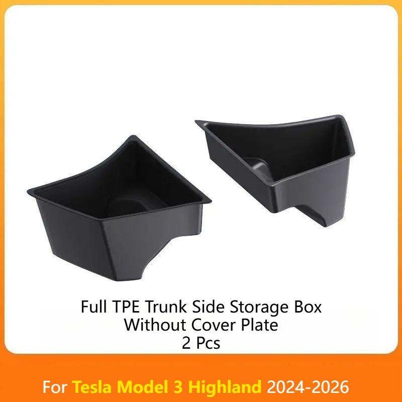 For Tesla Model 3 Highland/Model Y Juniper/Model Y L/Model Y -2026 Rear Trunk Side Storage Box With Cover Mod Accessories