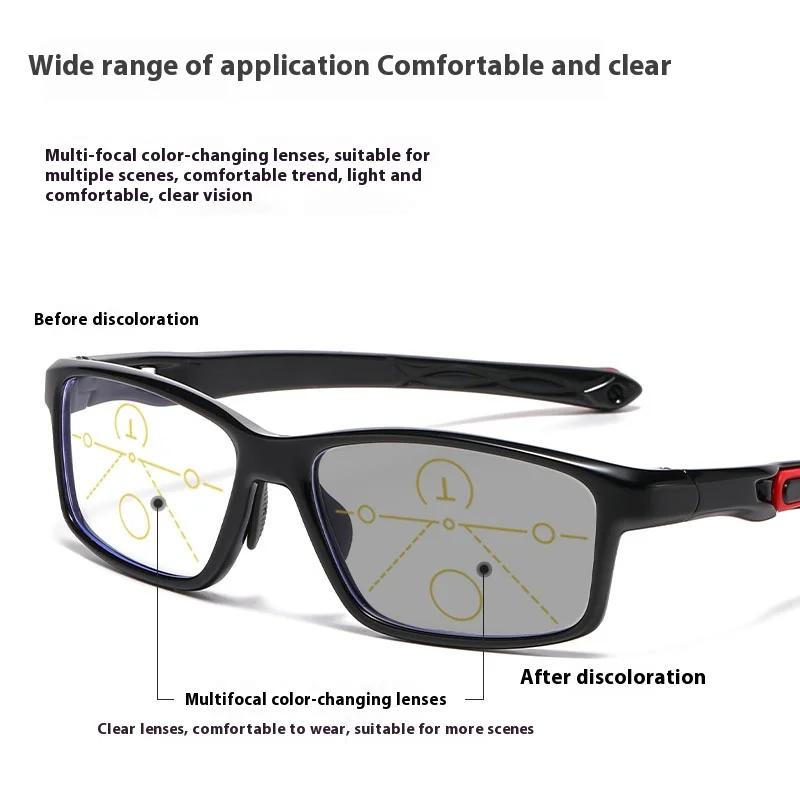 TR90 Спортивные фотохромные мультифокальные очки для чтения унисекс прогрессивные очки для близи и дали пресбиопия анти-синий свет плюс диоптрийные очки