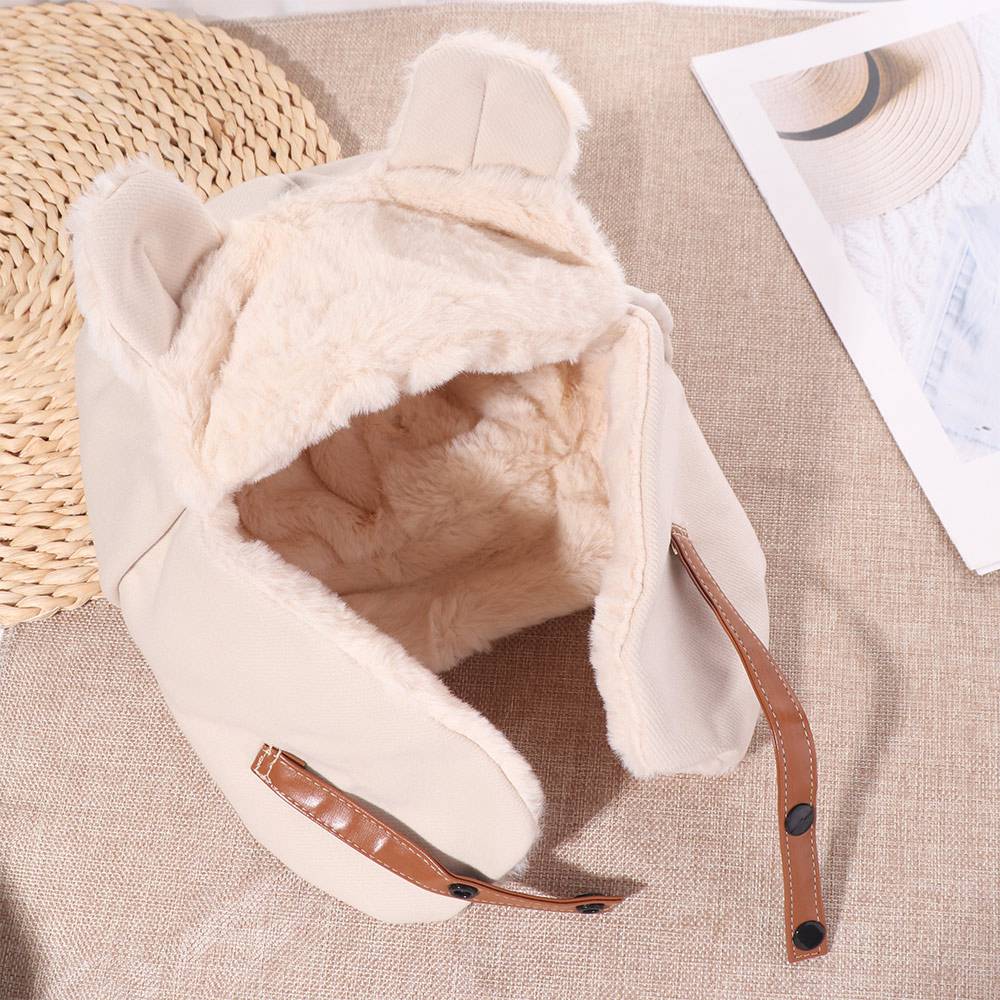 Winter Bear Ear Pilot Hat Plush Ear Protection Hat Outdoor Faux Fur Pilot Cap Men Women