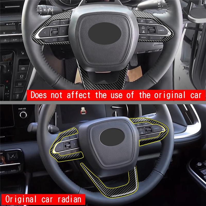 RHD Car Interior Steering Wheel Cover Trim Sticker Kits For Toyota Voxy Noah 90 Series +ABS Carbon Fiber Accessories-M5
