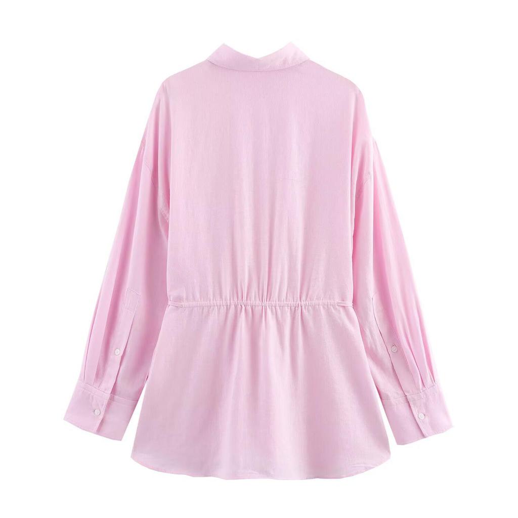 Spring/Summer 2025 Women's Slim Fit Belted Lapel Shirt