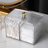 Transparent Cosmetic Cotton Swab Storage Box with Lid for Household Use
