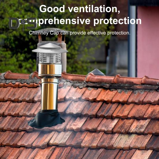 Round Chimneys Cover with Mesh Screen Tapered Top Metal Chimneys Cover Weather-proof Outside Roof Cone Top Fireplace Exhaust Rain Cover