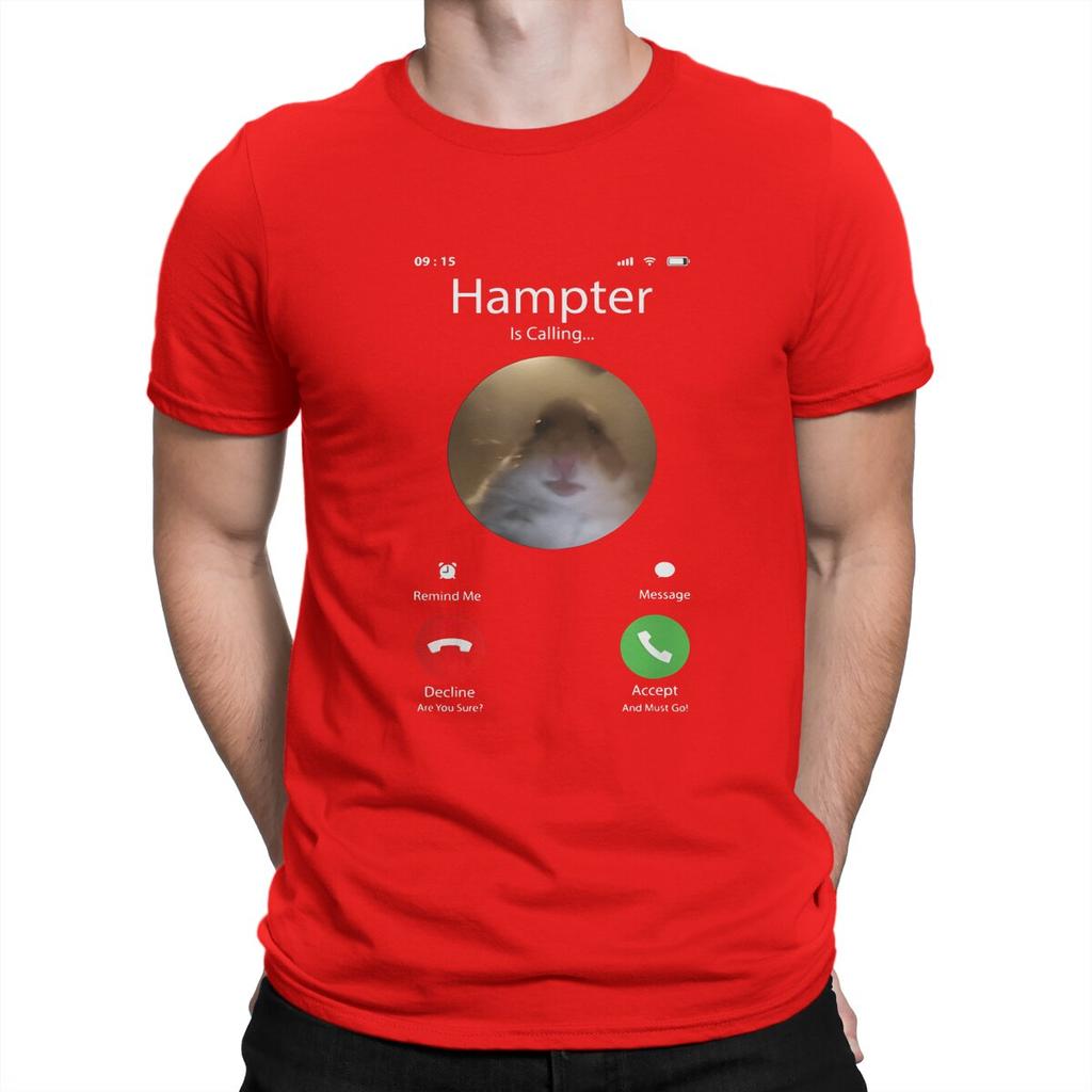 Man TShirt Dank Meme Hamster Staring Front Camera Hampter Calling Individuality T Shirt Graphic Streetwear New Trend