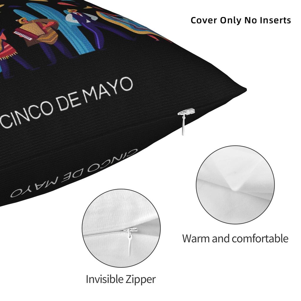 Let'S Fiesta Party Printed Pillow Cover Mexican Amigo Cinco De Mayo Sombrero Novelty Pillow Case For Living Room Bed Chair