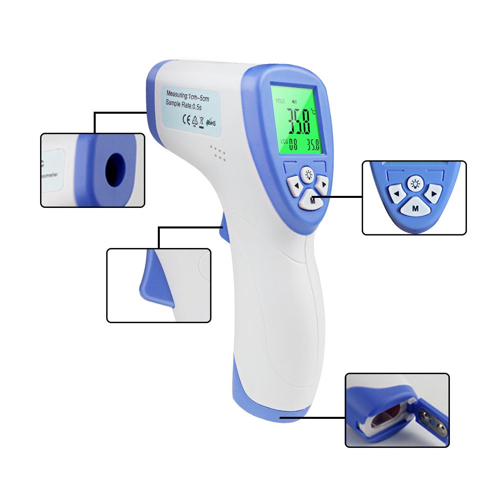 Цифровой бесконтактный термометр ИК-инфракрасный 32C ~ 42,9C 90-109,2 F ЖК-пистолет для лба, измеритель температуры