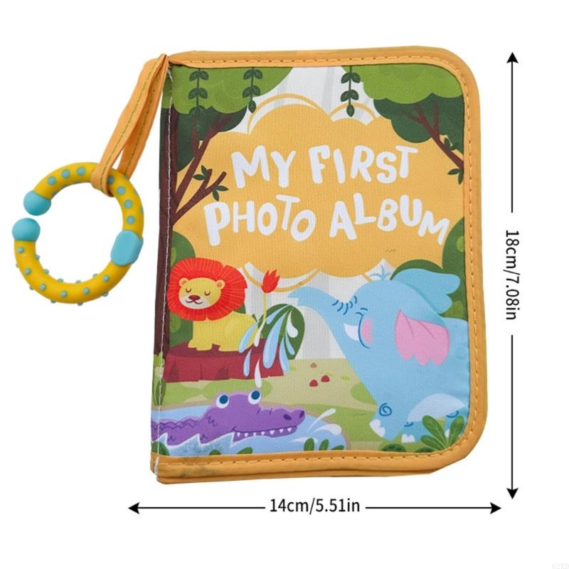62KD Photo Book Baby Memory Book Soft Fabric Photo Album With Safety Mirror And Teething Circle For Newborns