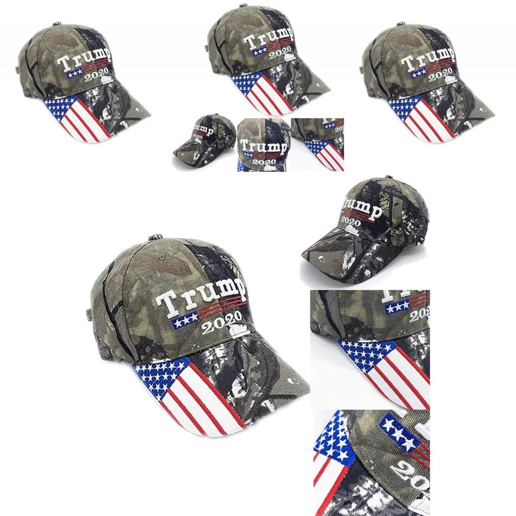 Trump Camo 2020 Hat Keep America Great Baseball Hat Embroidered American Flag