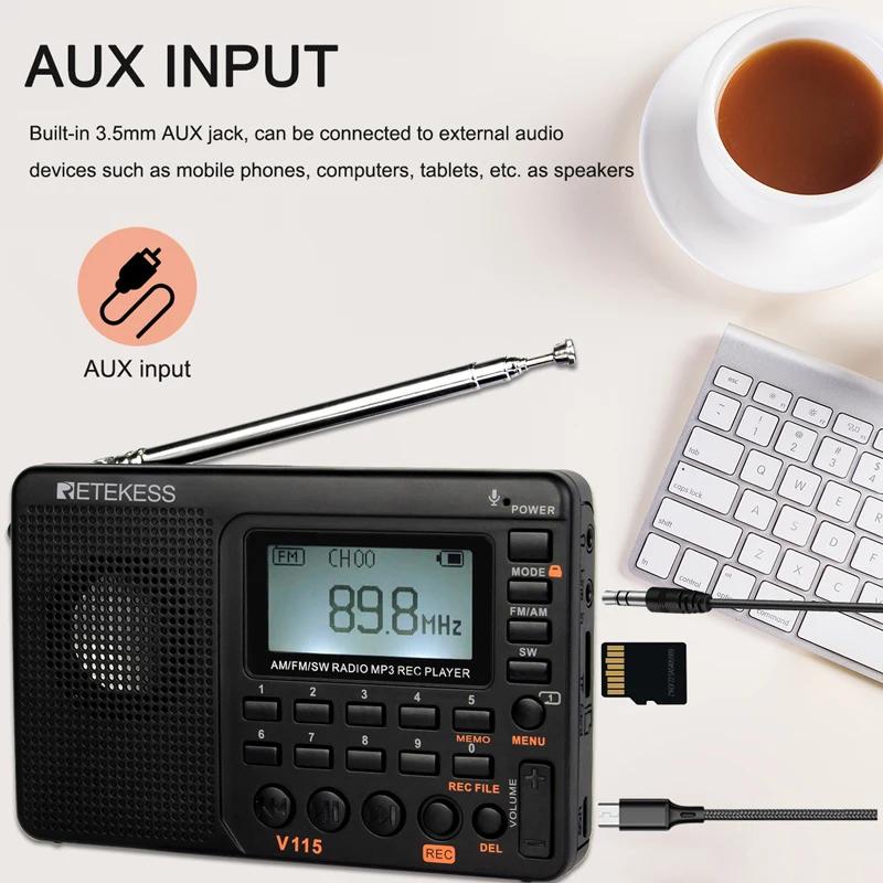 Liquid Crystal Display Full Band Radio Recorder MP3 Player TF Card USB Support