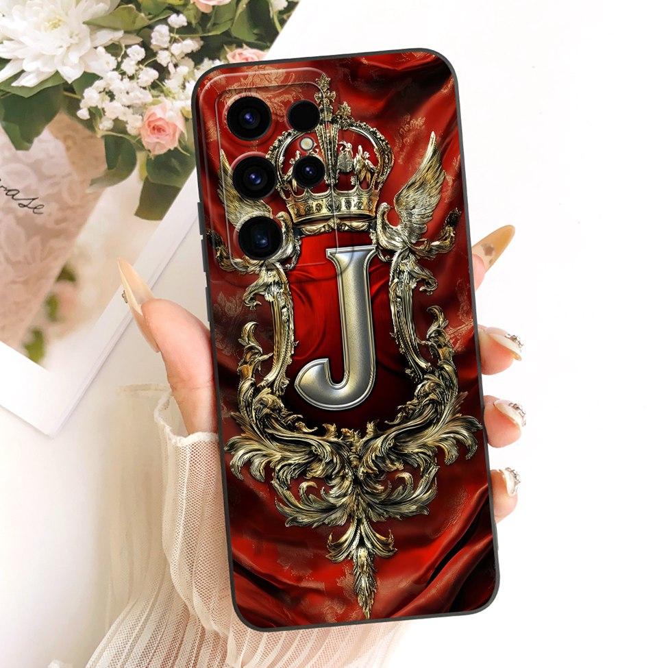 Case For Samsung S25 Ultra Cover Luxury A-Z Letters Crown 2D Painted Silicone Funda For Samsung Galaxy S25 Ultra Casing SM-S938B