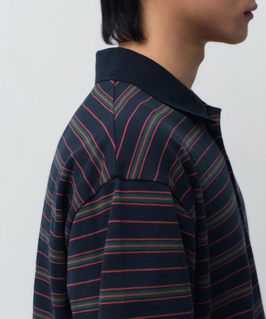 MUSINSA STANDARD Multi-Stripe Polo Shirt [Navy]