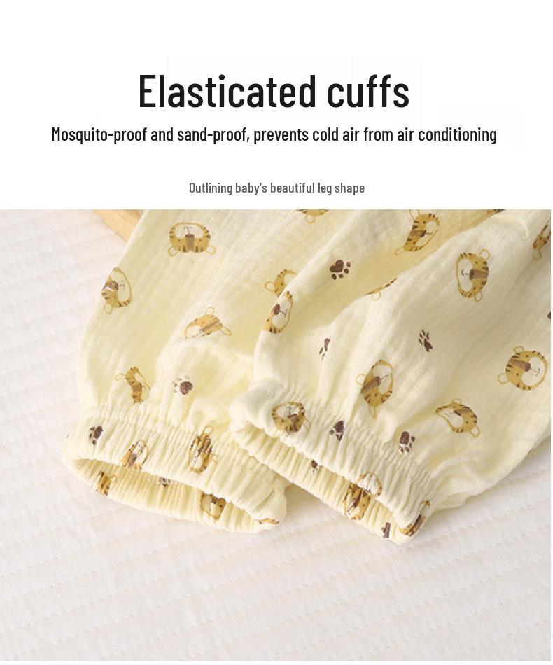 Children's Cotton Gauze Pajamas Set - Summer Long-Sleeve with Lantern Pants