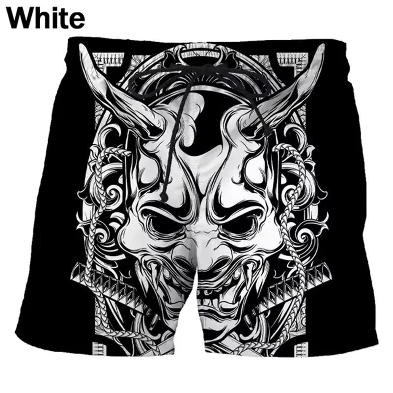 Print Shorts Japanese Japan Samurai Ghost Devil Demon Dark Training Muay Thai Kickboxing Boxing MMA Unisex Gym Fitness Workout Quick Dry Elastic Waist