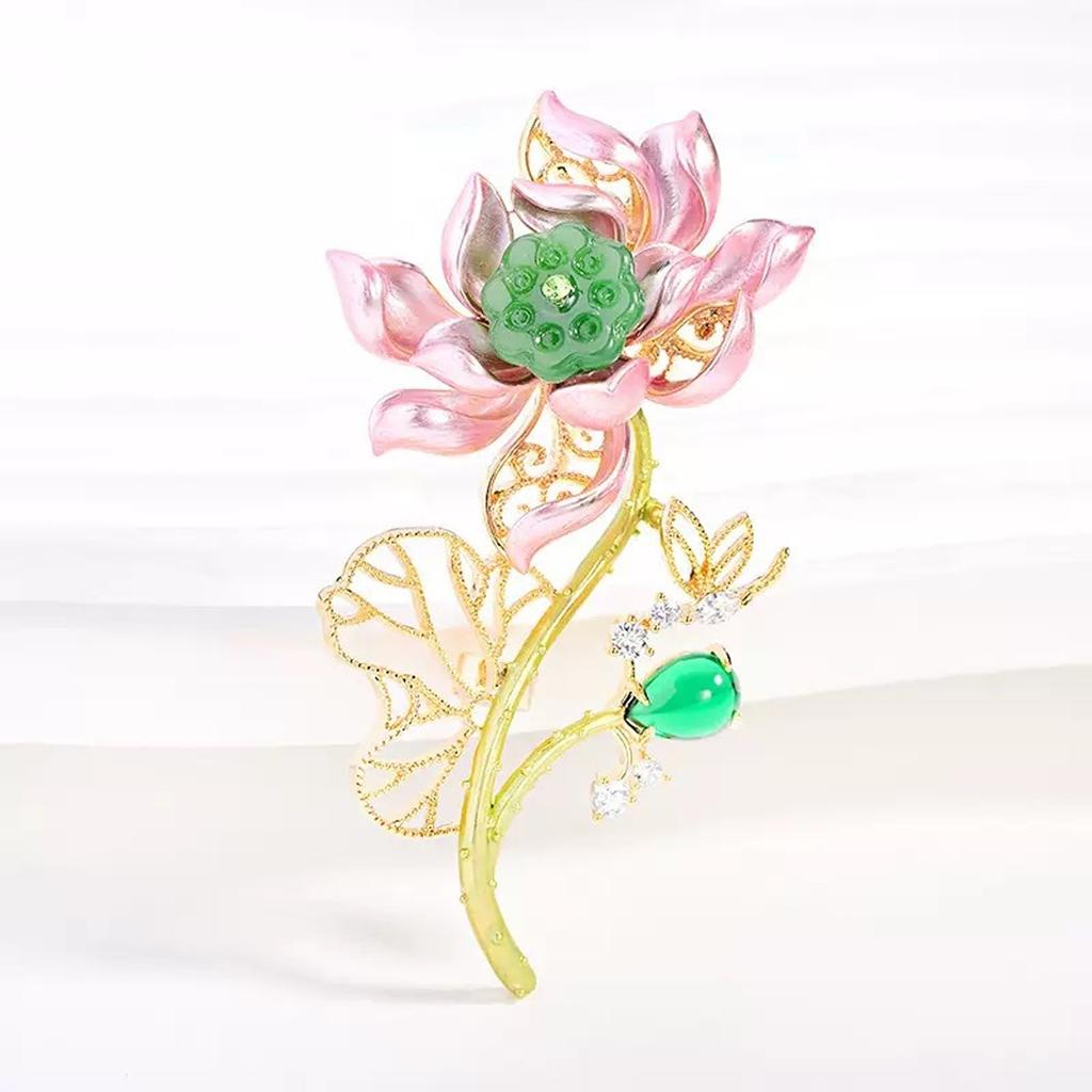 Elegant Lotus Brooch For Women Fashion Jewelry Gift Handcrafted Enamel Pin For Casual Or Formal Occasions