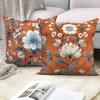 4Pcs Rustic Orange Blue Floral Pillow Covers Vintage Botanical Cushion Cases Farmhouse Decorative Pillowcase For Home Decoration