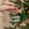 Small Gift Packaging Christmas Tree Shaped Bags with Drawstring, Reusable Holiday Fabric Bags, Drawstring Storage Pouches Winter Goodie for