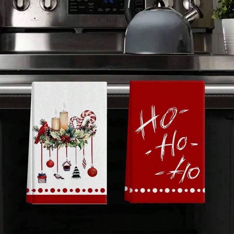 Christmas Printed Microfiber Dish Cloths, Creative Kitchen Table Cleaning Towels Christmas Home Decor