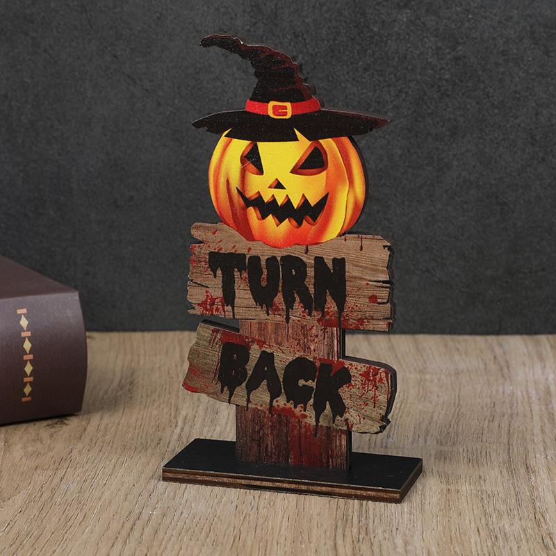 1/3pcs Halloween Wooden Ornaments Scared Pumpkin Ghost Skull Home Desktop Decoration Horror Props 2025 Halloween Party Supplies