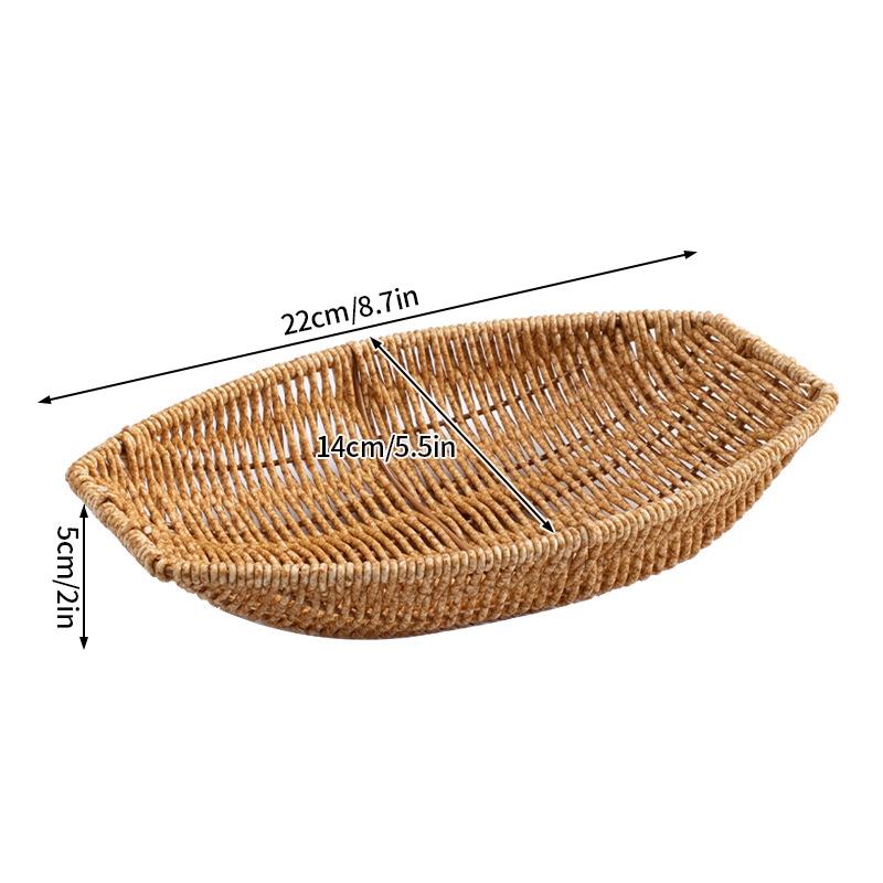 Rattan Tray Woven Fruit Basket Picnic Bread Snacks Trays Kitchen Wicker Baskets Breakfast Bread Storage Box Handwoven Food Plate