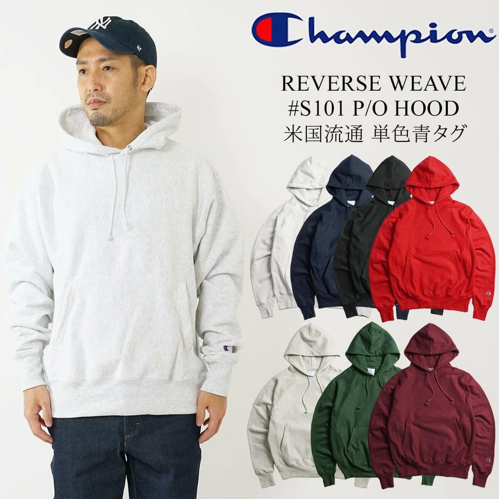 Champion S101 Reverse Weave Pullover Hooded Sweatshirt with Solid Blue Oxford Size L Tag, Gray,