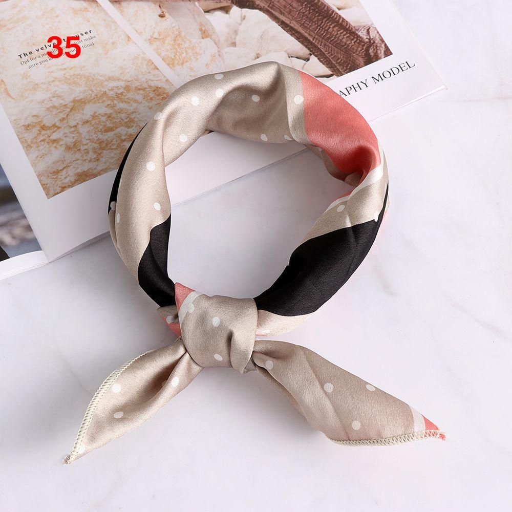 Vintage Wrist Wrap Head-Neck Tie Hair Band Silk Feel Satin Bandana Women Square Scarf Handkerchief