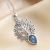 Ожерелье с подвеской из лабрадорита, серебряные украшения, украшения «Дерево жизни», женское ожерелье, серебро 925 пробы