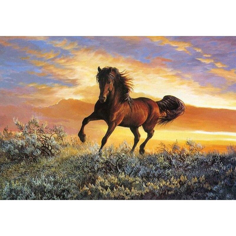 DIY 5D алмазная живопись Животные вышивка крестиком Лошадь Алмазная вышивка полная круглая дрель Стразы Мозаика подарок домашний декор