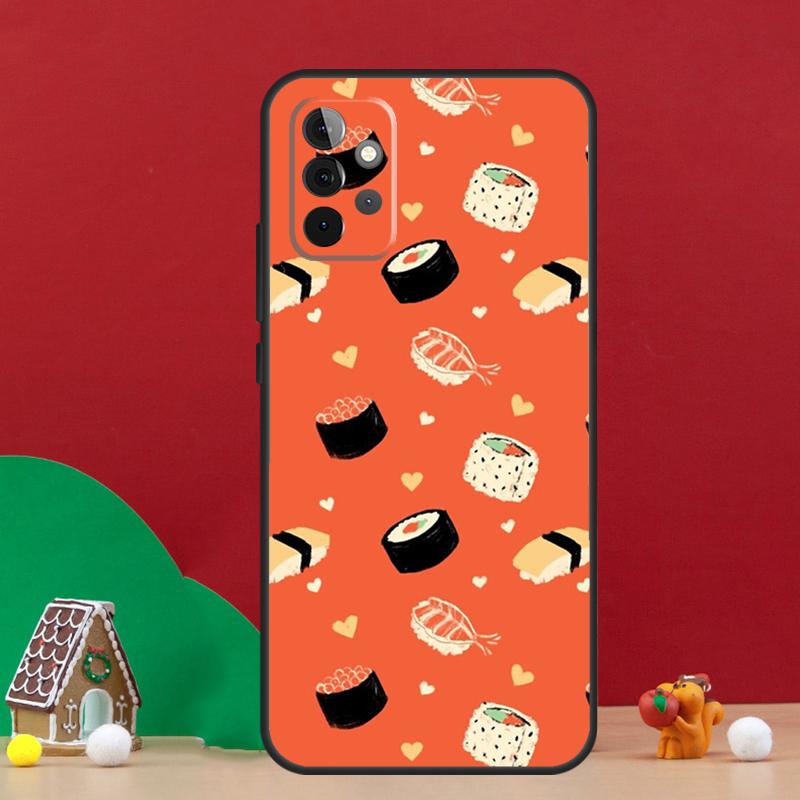 Чехол с кавайным узором суши для Samsung Galaxy A17 A06 A16 A56 A36 A54 A34 A14 A52 A32 A13 A23 A33 A53 A15 A35 A55