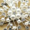 Women Brooch Snowflake Shape Rhinestone Faux Pearl Decor Anti-slip Wear-resistant Suit Coat Collar Hat Scarf Decoration Clothes Pin Prom Party