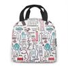 Travel Nurse Bag Insulated Lunch Bags Women Cartoon Nurse Print Food Case Cooler Warm Bento Box for Kids Lunch Box Picnic Bag